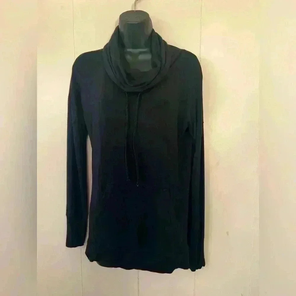 Athleta Studio Cowl Sweatshirt Black Heather Women's XS